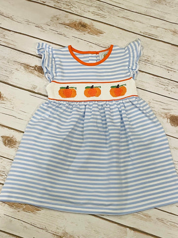 Girl's Pumpkin Smocked Knit Dress