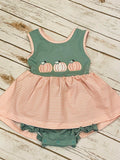 Girl's Pumpkin Trio Knit Skirted Bubble