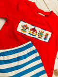 Boy's Fair Smocked Knit Short Set