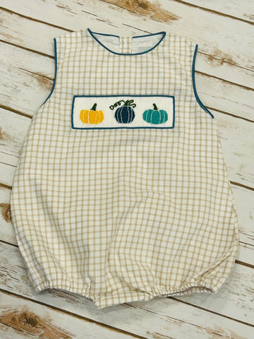 Boy's Smocked Trio Pumpkin Bubble