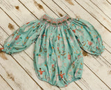 Girl's Mistletoe Smocked Bubble