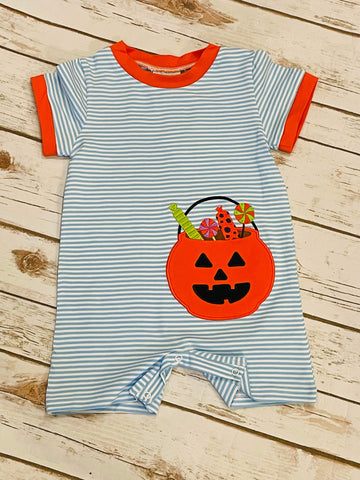 Boy's Knit Trick or Treat Applique Romper