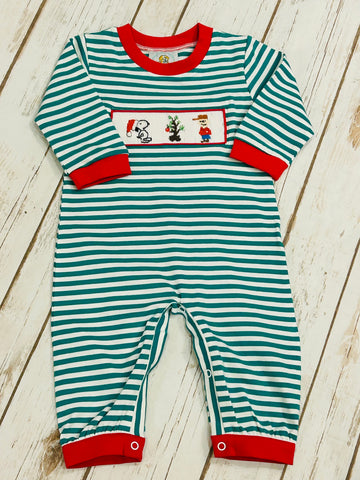 Boy's Comic Smocked Knit Romper